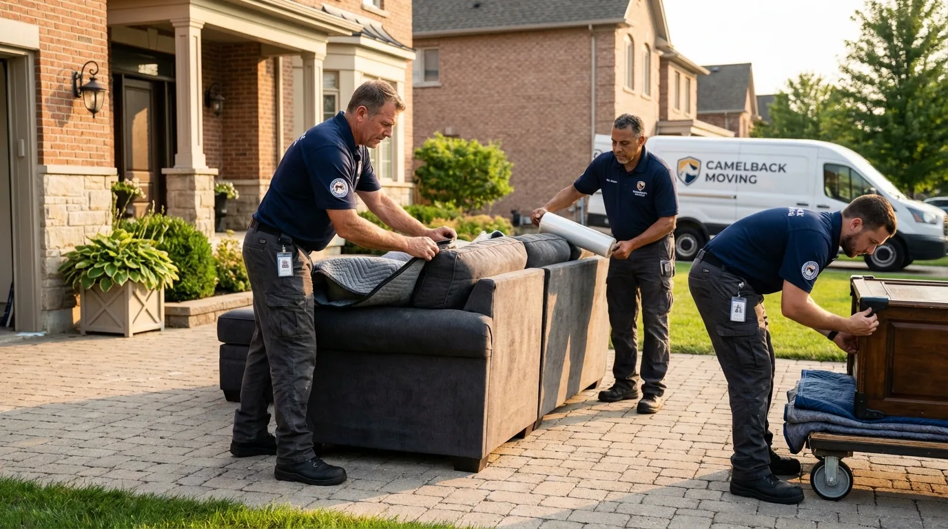 Large estate moving crew wrapping furniture in Holderness, NH